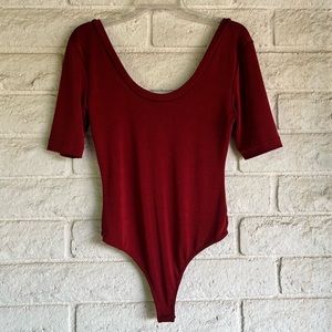 Free People Intimately Red 3/4 Sleeve Bodysuit Fits Large